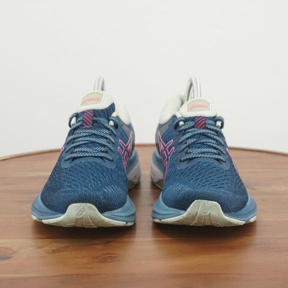 Asics Women's Gel Kayano 27 Light Blue Pink - Picture 3 of 9